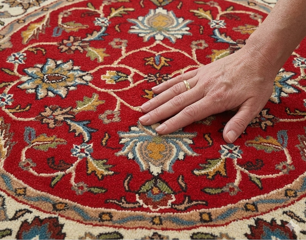 Classic Isfahan-Style Red Round Rug