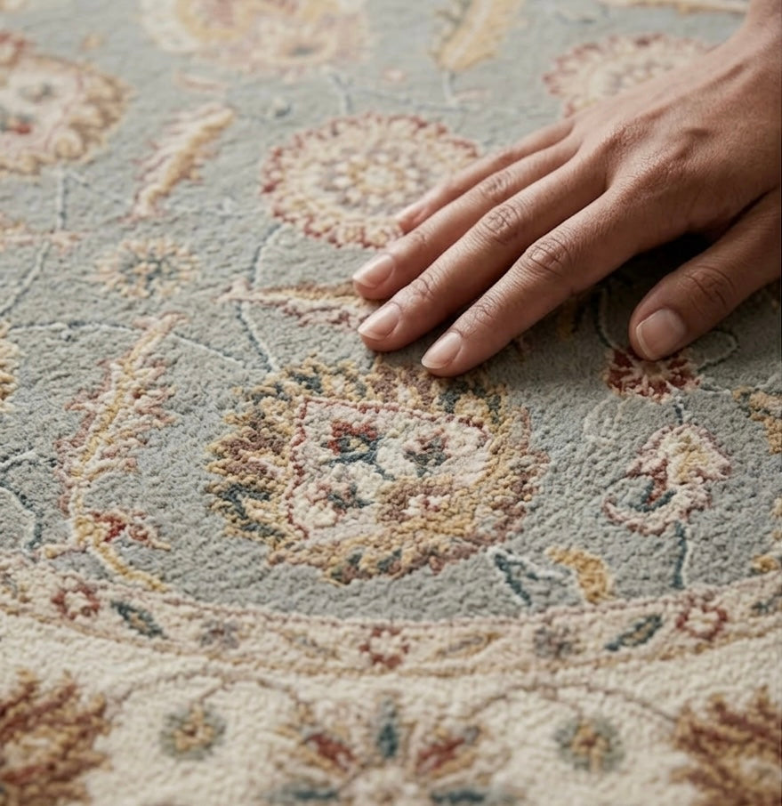 floral oriental-style round rug
