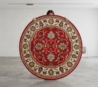Classic Isfahan-Style Red Round Rug