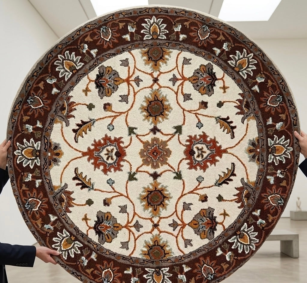 Traditional Floral Mandala Round Rug