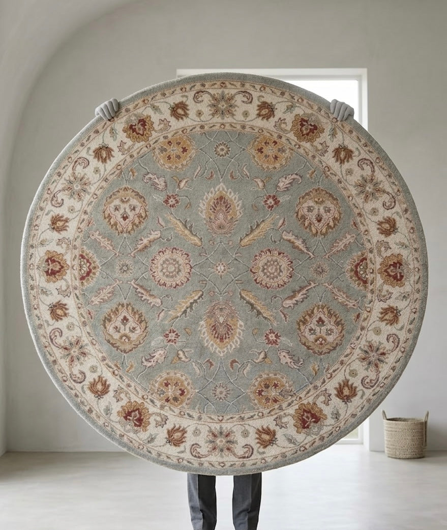 floral oriental-style round rug