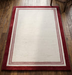 Linear Border Rug in Rose & Cream Handtufted Rugs