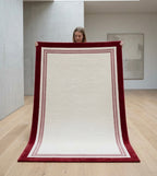 Linear Border Rug in Rose & Cream Handtufted Rugs