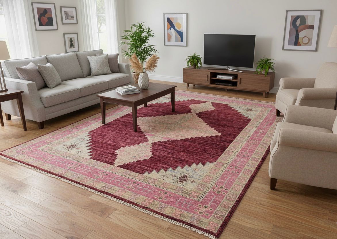 Crimson Geometry Rug