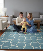 Teal Topography Handtufted Rugs