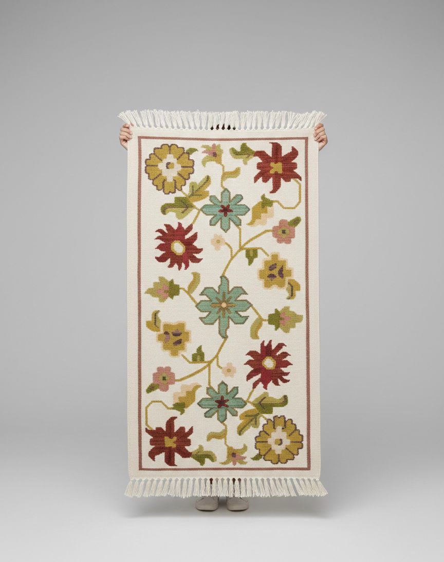Hand-Woven Floral Vine Dhurrie Rugs