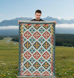 Earth Tone Lattice Kilim Rugs