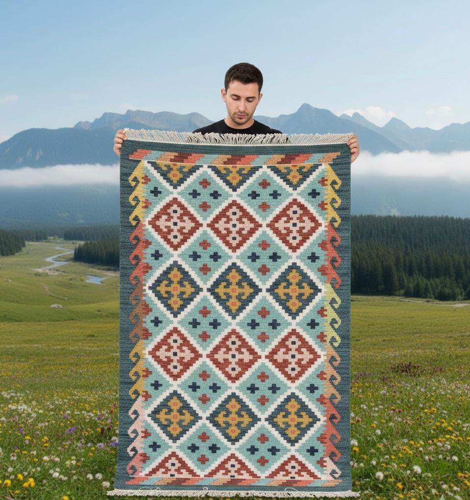 Earth Tone Lattice Kilim Rugs