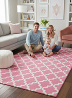 Pink Trellis Pattern Handtufted Rugs