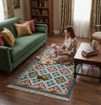 Earth Tone Lattice Kilim Rugs