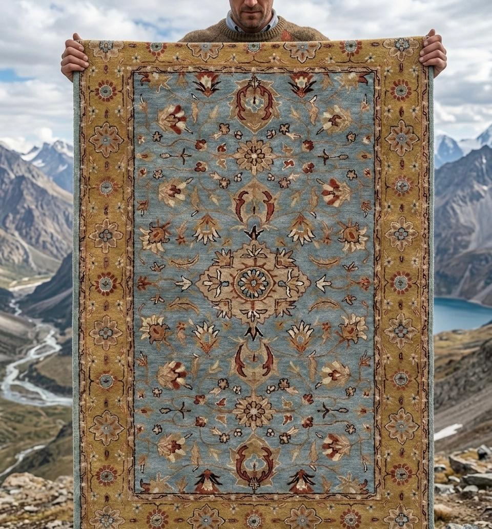 Azure & Ochre Persian Handtufted Rugs