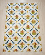 Vibrant Diamond Trellis Kilim-Style Rug