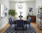 Navy Blue Geometric Trellis Handtufted Rugs