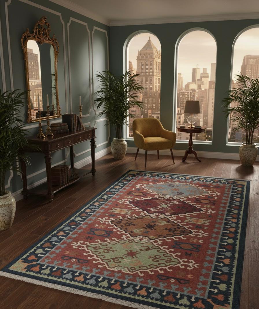 Vibrant Geometric Kilim Area Rug