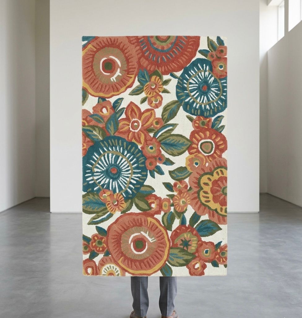 Moss Evergreen Floral Handtufted Rugs