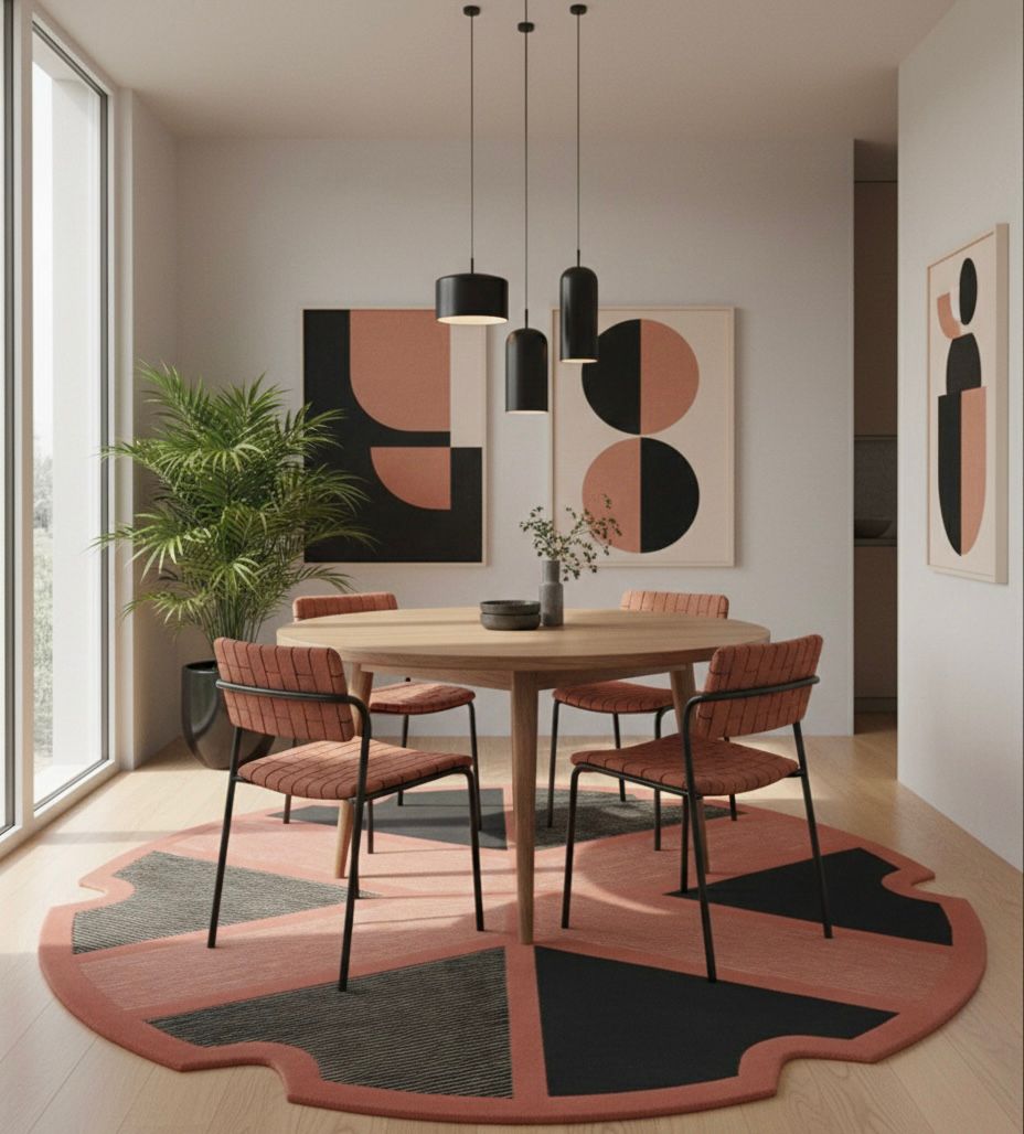 Prism in Pink & Pitch Round Rugs