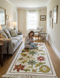 Hand-Woven Floral Vine Dhurrie Rugs