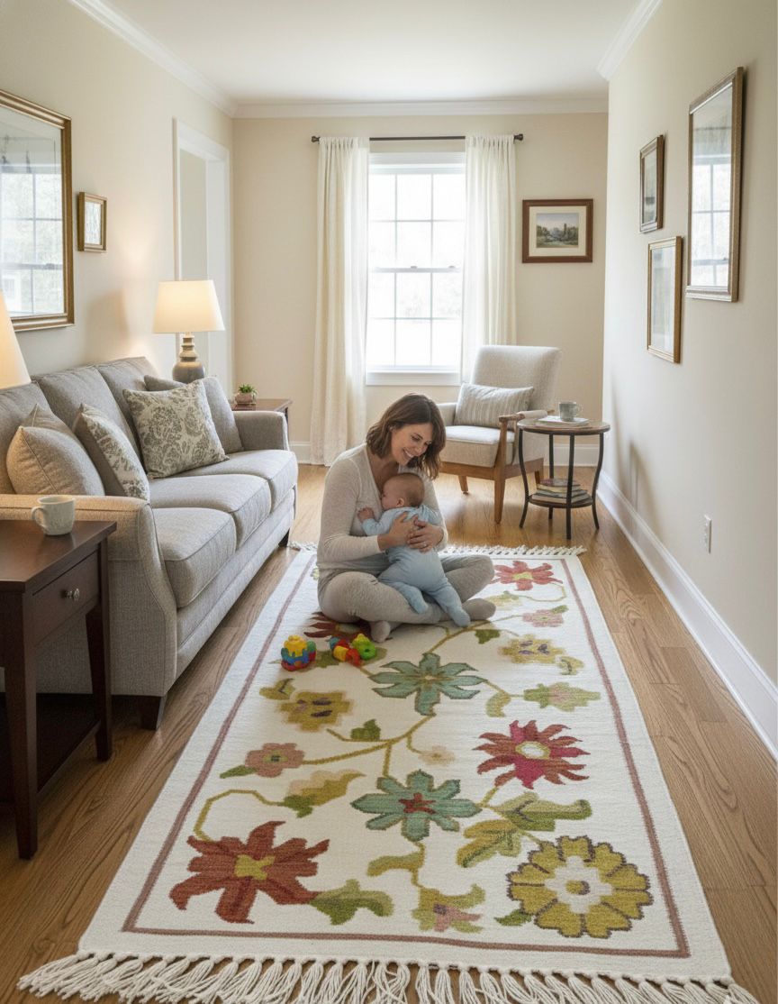 Hand-Woven Floral Vine Dhurrie Rugs