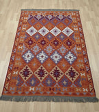 Vibrant Geometric Diamond Kilim Rug