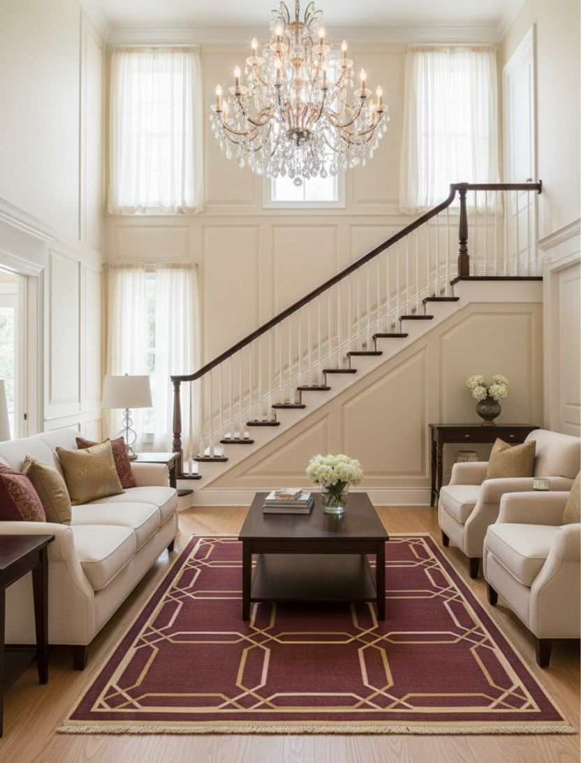 Burgundy Geometric Trellis Dhurrie Rugs