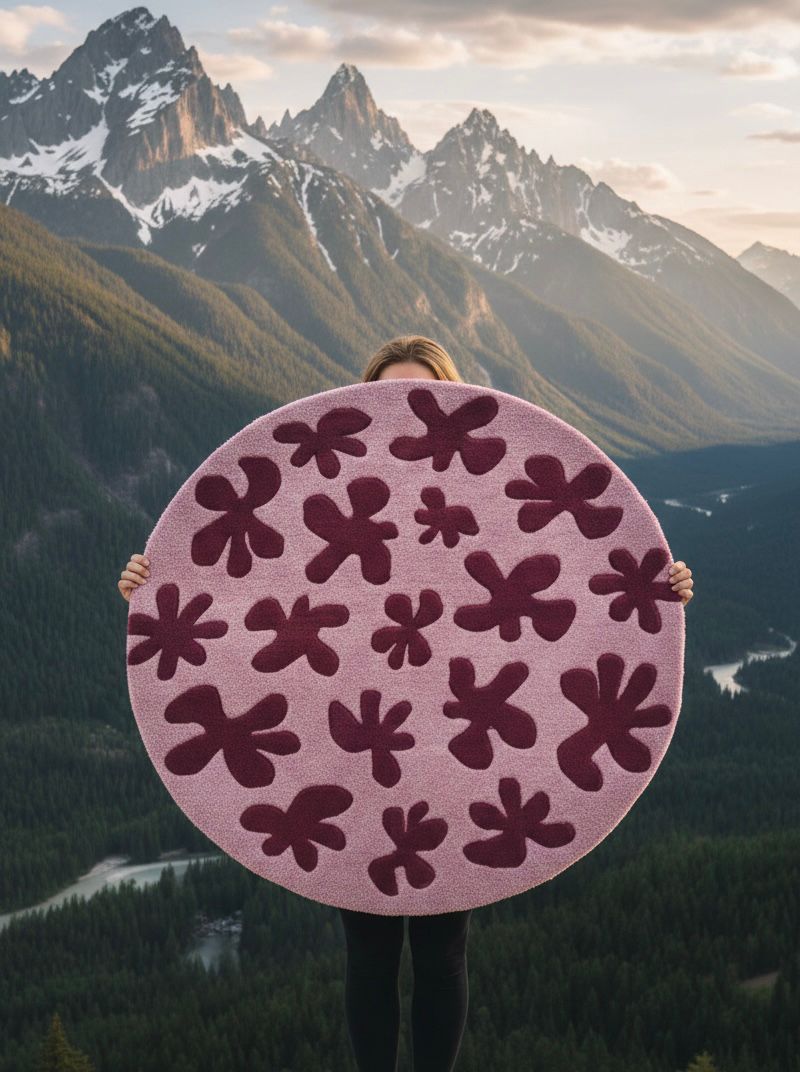 Pink floral Round Rugs