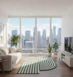 Green White Stripe Irregular Rugs