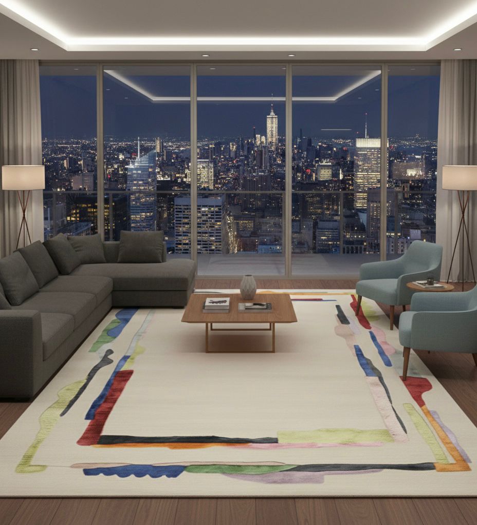 Abstract Borderline Handtufted Rugs